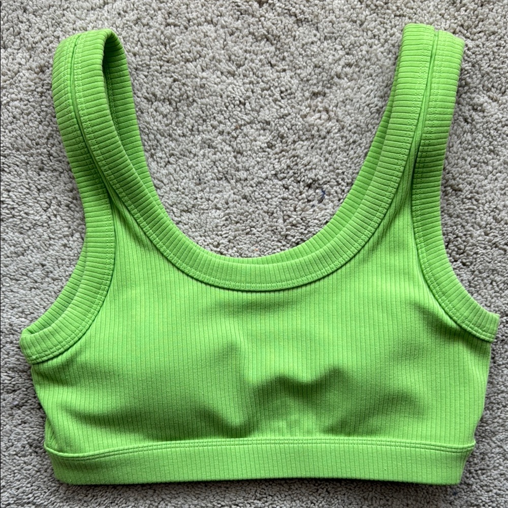 ALO Yoga Green Ribbed wellness Bra